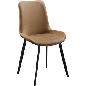 bowery hill modern side chair in brown faux leather (set of 2)