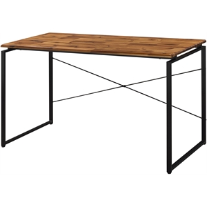 bowery hill contemporary wood desk in oak & black