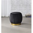 Bowery Hill Contemporary Ottoman in Black Velvet & Gold
