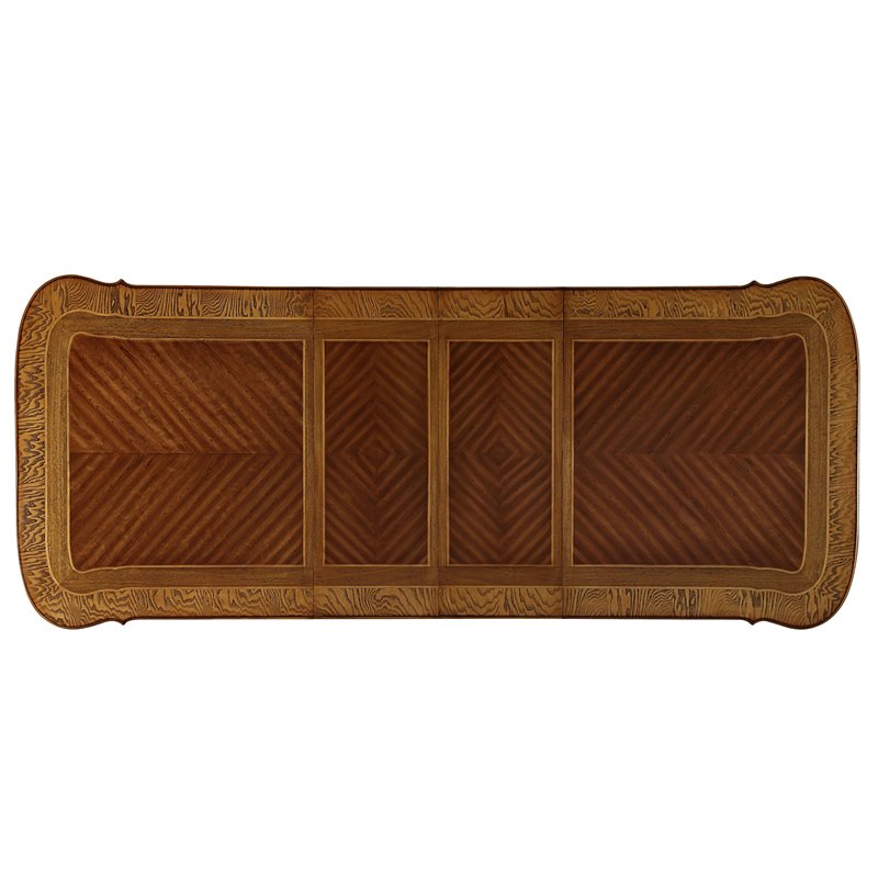 Bowery Hill Double Pedestal Dining Table with Removable Leaf in Honey Oak Wood