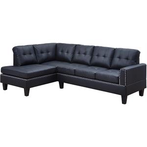 bowery hill contemporary sectional sofa in black pu
