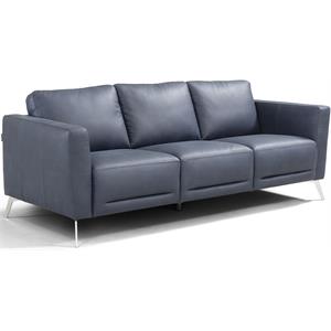 bowery hill contemporary sofa in blue upholstered leather