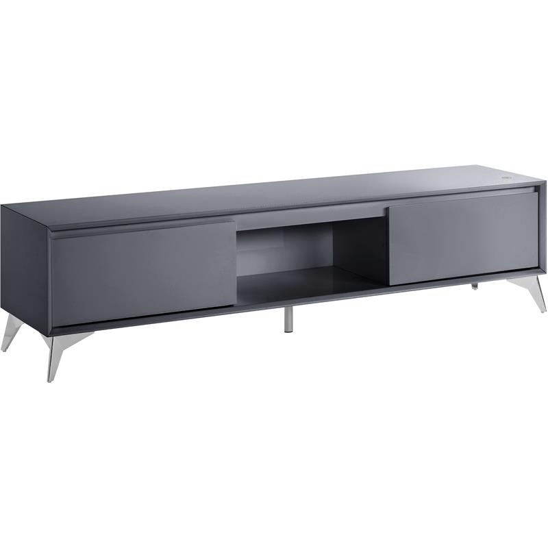 Bowery Hill Contemporary TV stand in Gray & Chrome Finish