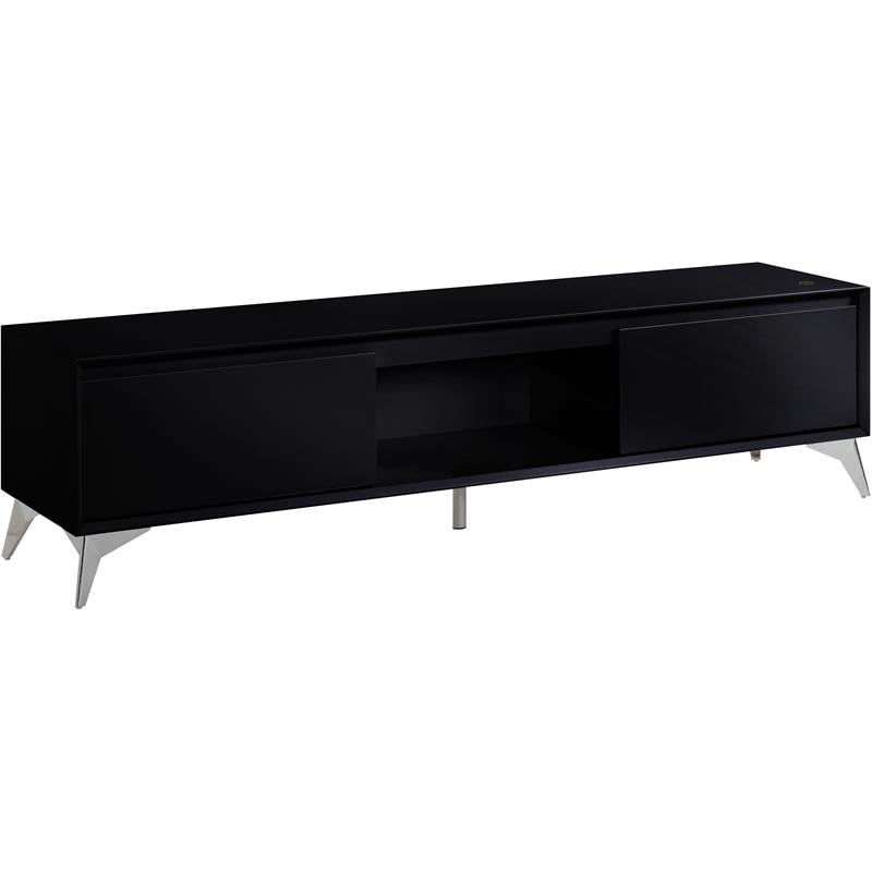 Bowery Hill Contemporary TV stand in Black & Chrome Finish