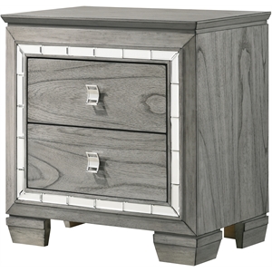 bowery hill contemporary wood nightstand in light gray oak