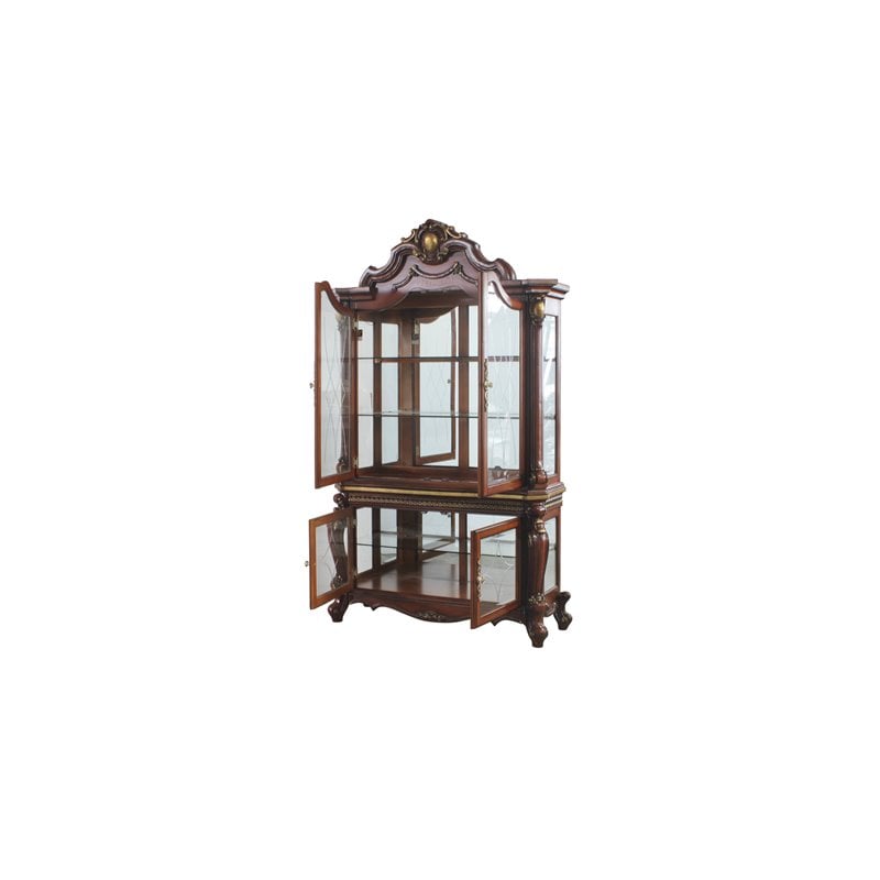 Bowery Hill Traditional Curio Cabinet in Cherry Oak