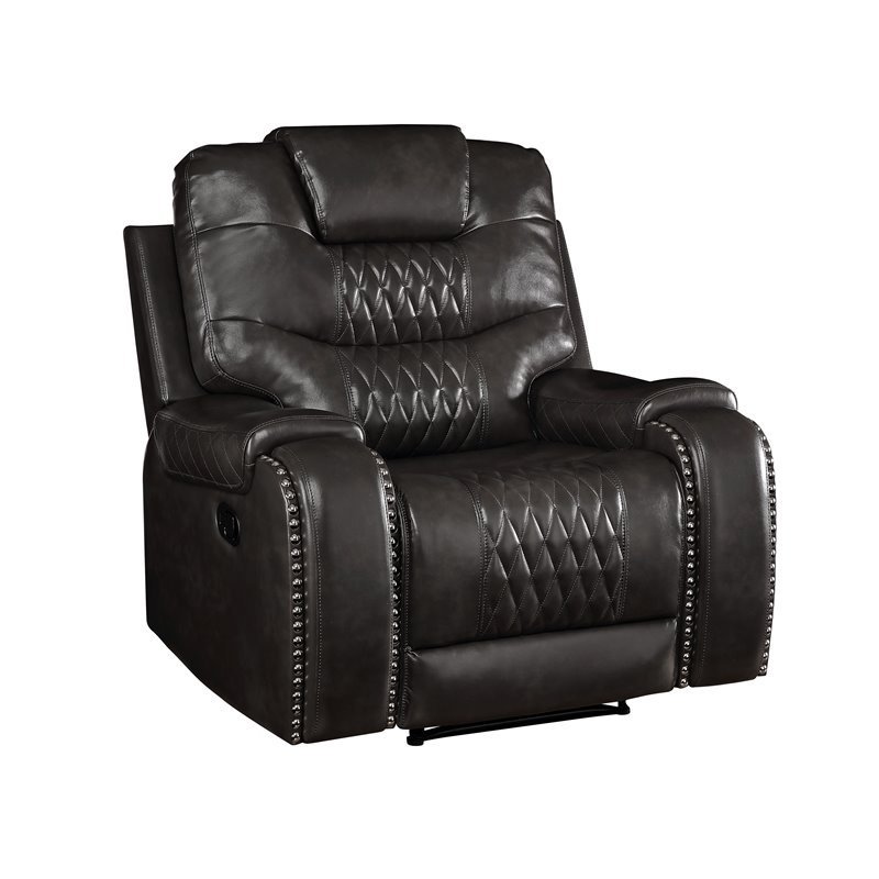 Bowery Hill Contemporary Recliner in Magnetite Faux Leather