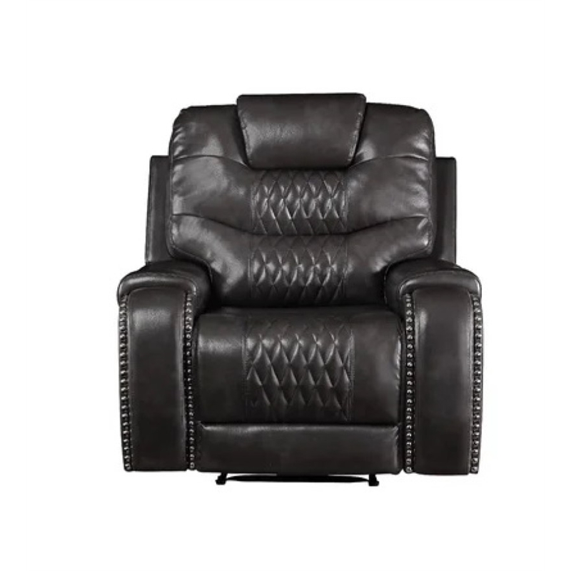 Bowery Hill Contemporary Recliner in Magnetite Faux Leather