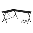 Bowery Hill Modern Wood/Metal L-Shaped Computer Desk in Black