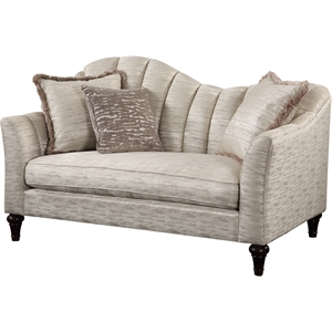 bowery hill contemporary fabric loveseat in shimmering pearl