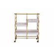 Bowery Hill Contemporary Serving Cart in Gold & White-Washed