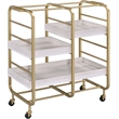 Bowery Hill Contemporary Serving Cart in Gold & White-Washed