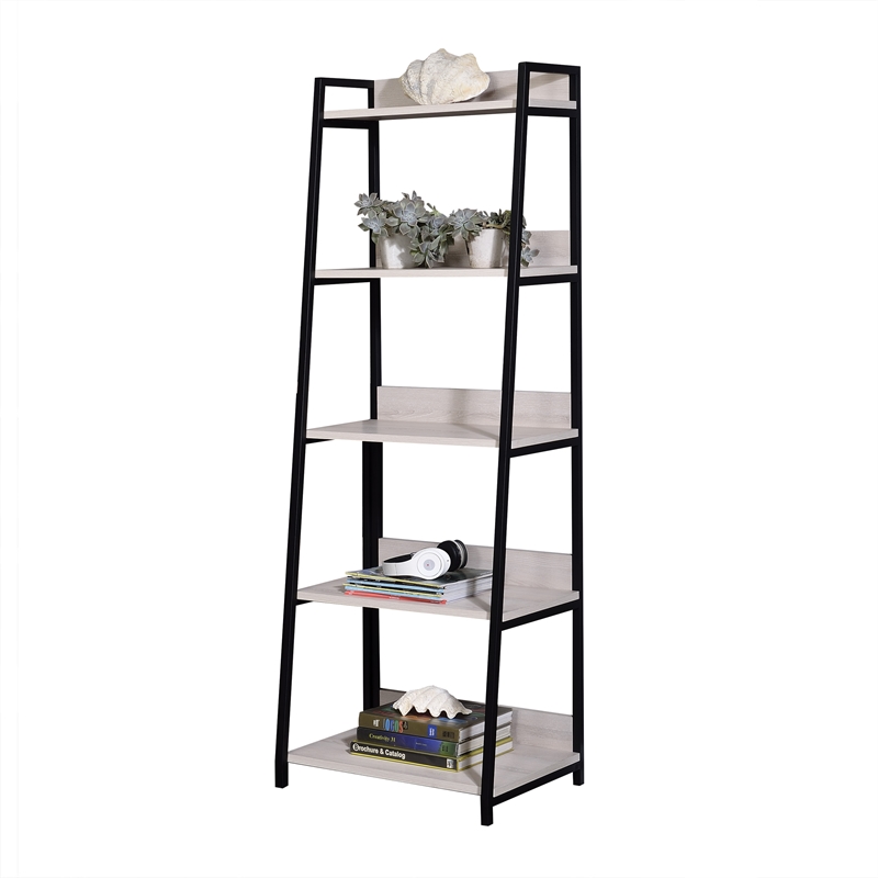 Bowery Hill Contemporary Bookshelf in Natural and Black