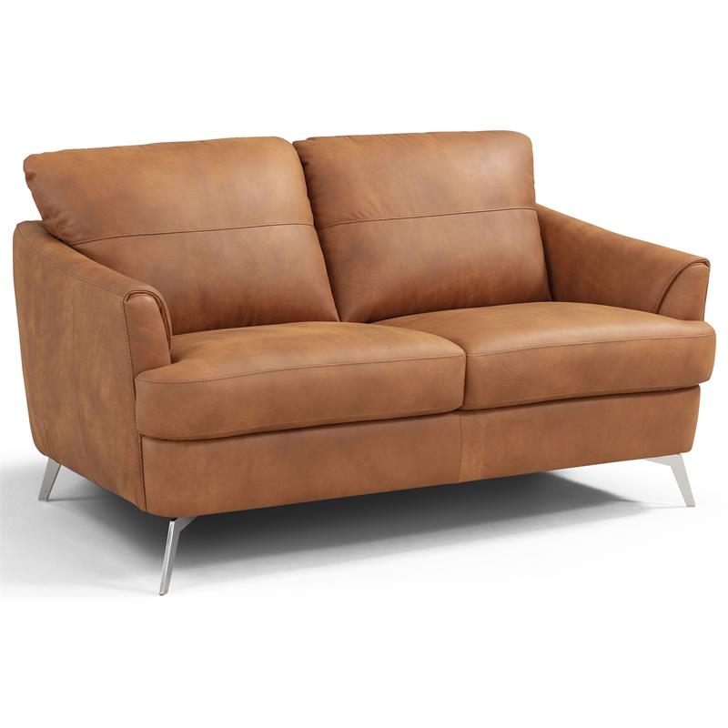 Bowery Hill Contemporary Loveseat in Cappuchino Leather