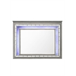Bowery Hill Rectangular Contemporary Wood Mirror with LED in Gray
