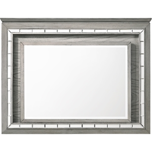bowery hill contemporary mirror (led) in light gray oak