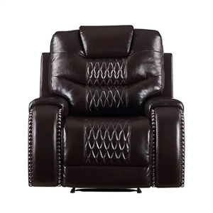 bowery hill contemporary recliner in brown faux leather