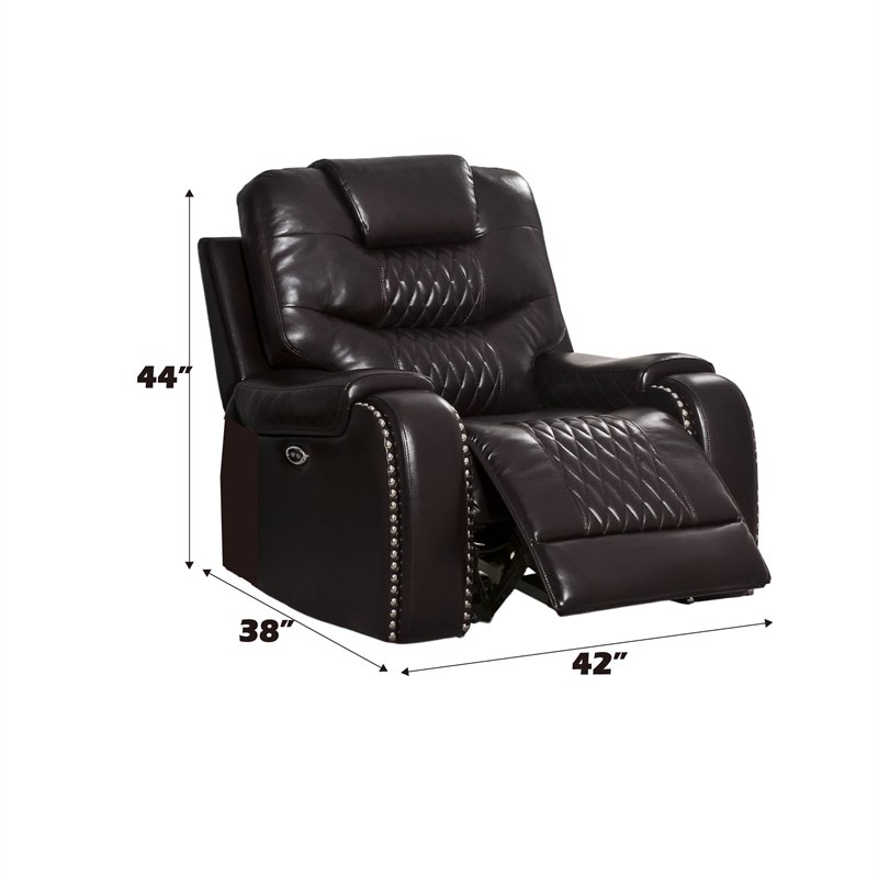 Bowery Hill Contemporary Recliner in Brown Faux Leather