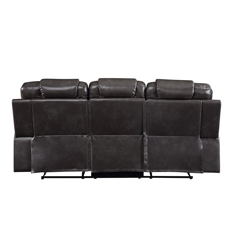 Bowery Hill Contemporary Sofa in Magnetite Faux Leather