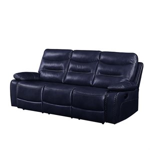 bowery hill contemporary sofa in navy leather-gel match