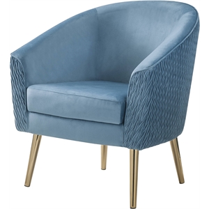 bowery hill modern accent chair in velvet and gold