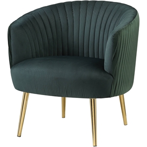 bowery hill modern accent chair in velvet and gold