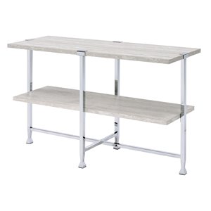 bowery hill contemporary sofa table in white oak &chrome