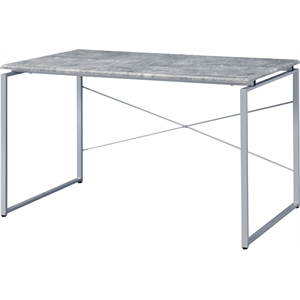 Bowery Hill Contemporary Desk in Faux Concrete and Silver