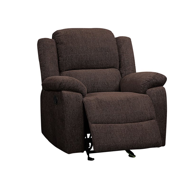 Bowery Hill Contemporary Glide Recliner in Brown Chenille