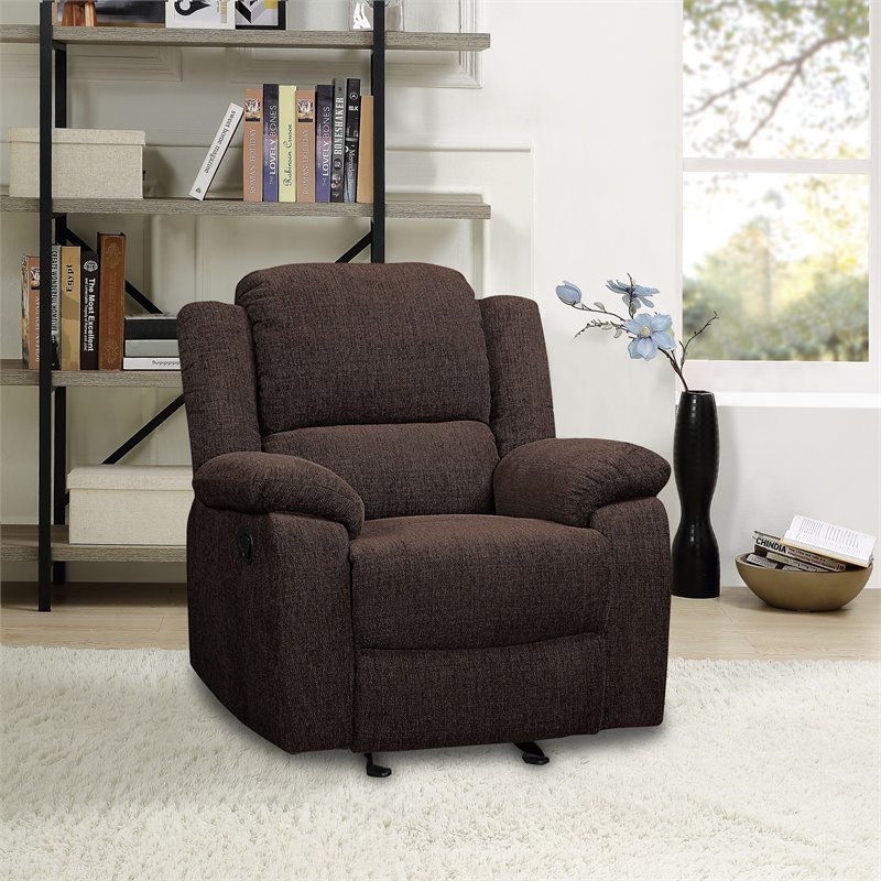 Bowery Hill Contemporary Glide Recliner in Brown Chenille