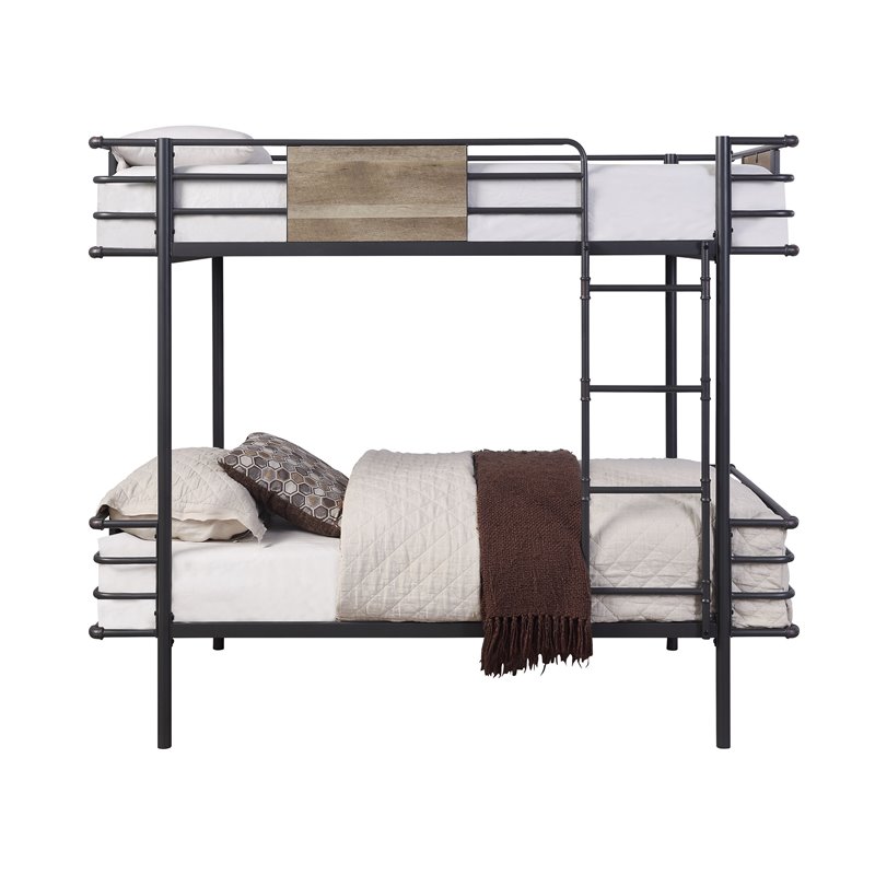 Bowery Hill Contemporary Twin/Twin Bunk Bed in Sandy Gray