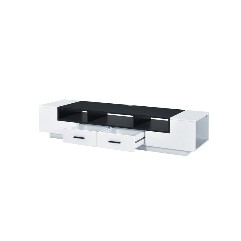 Bowery Hill Contemporary Wood TV Stand in White and Black