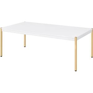 Bowery Hill Farmhouse Coffee Table in White & Gold Finish