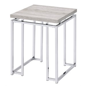 Bowery Hill Contemporary Wood End Table in Natural Oak & Chrome