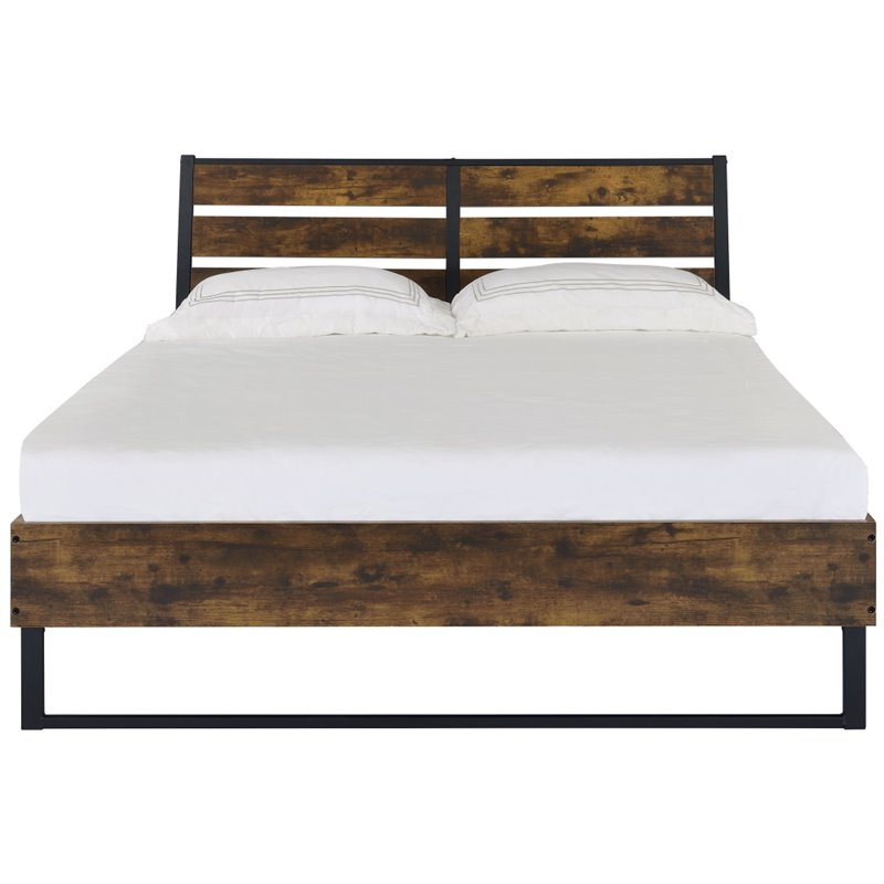 Bowery Hill Modern Eastern King Bed in Oak & Black Finish