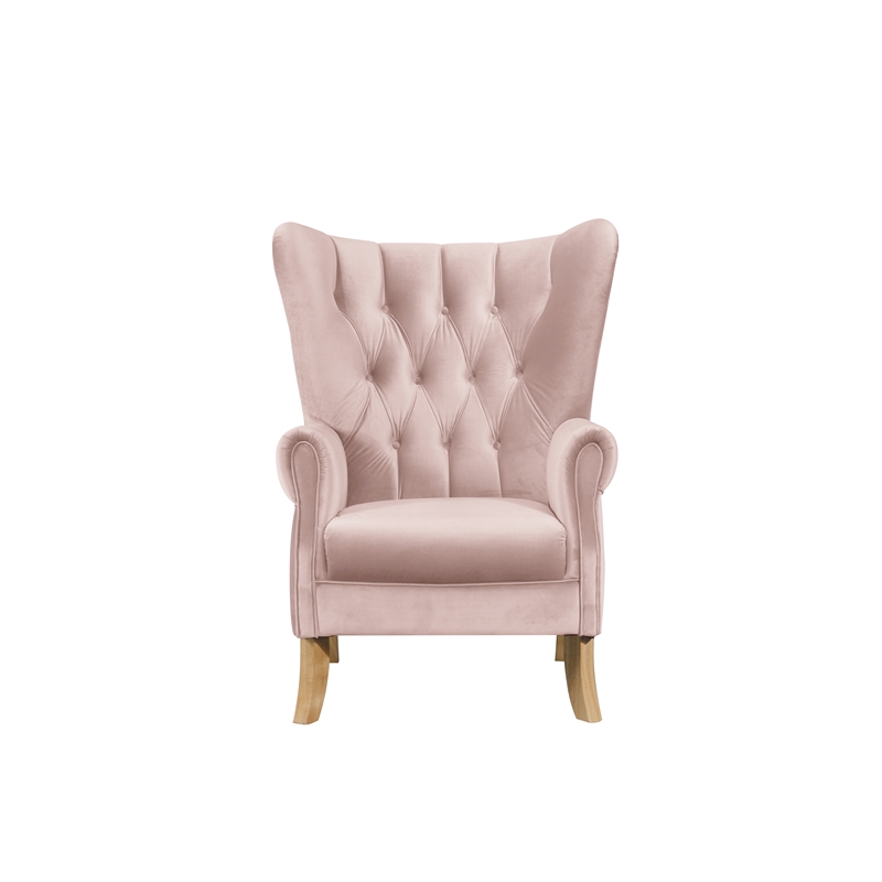 Bowery Hill Modern Accent Chair in Blush Pink Velvet