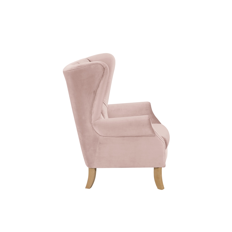 Bowery Hill Modern Accent Chair in Blush Pink Velvet