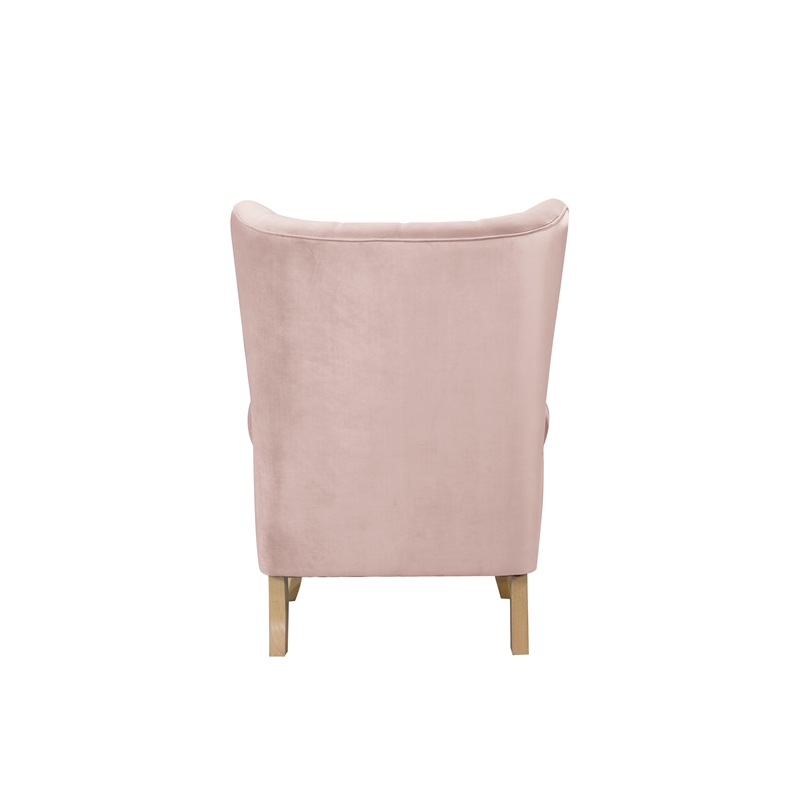 Bowery Hill Modern Accent Chair in Blush Pink Velvet