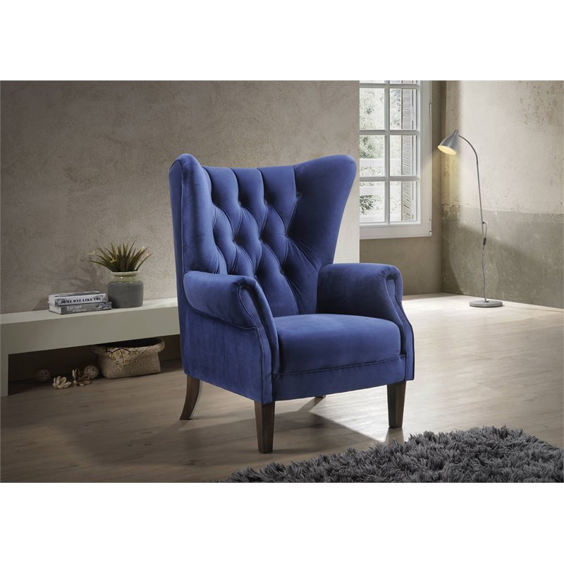 Bowery Hill Modern Accent Chair in Navy Blue Velvet