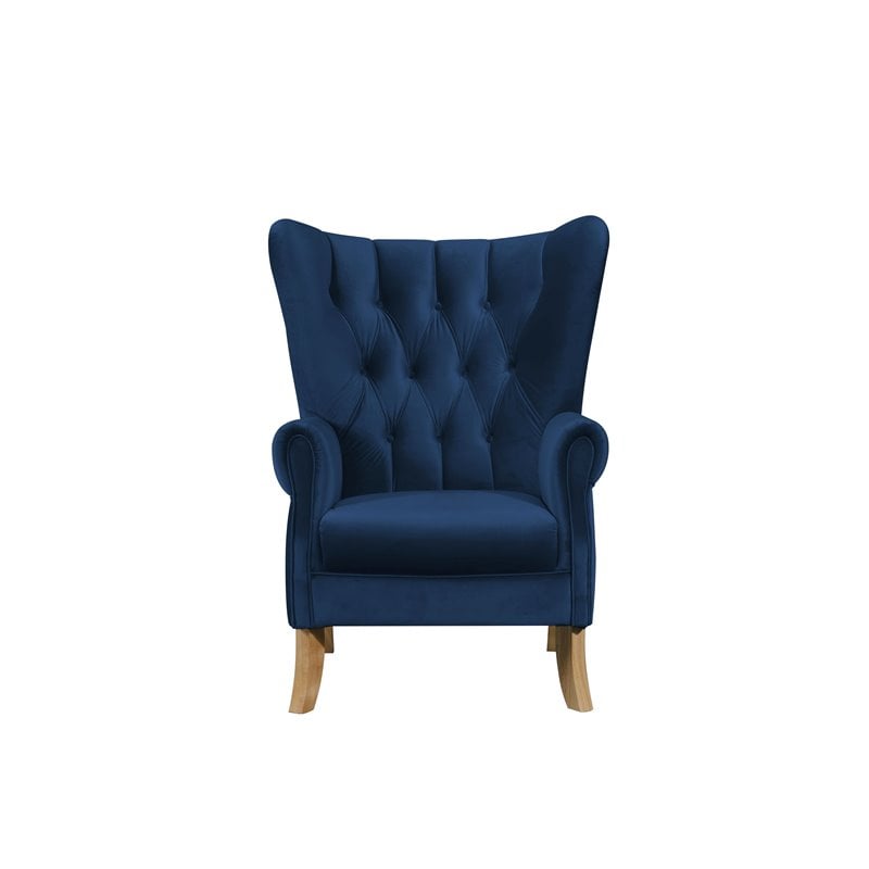 Bowery Hill Modern Accent Chair in Navy Blue Velvet