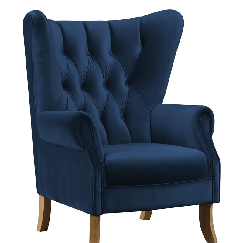 Bowery Hill Modern Accent Chair in Navy Blue Velvet