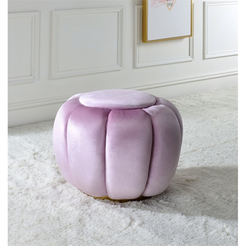 Bowery Hill Contemporary Ottoman in Bubblegum Pink Velvet