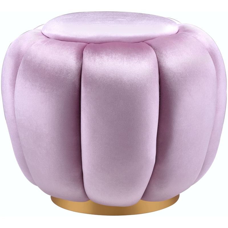 Bowery Hill Contemporary Ottoman in Bubblegum Pink Velvet