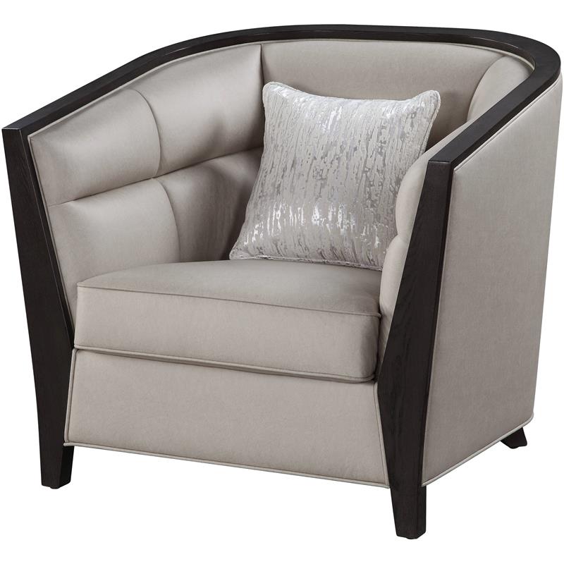 Bowery Hill Contemporary Chair with pillow in Beige Fabric