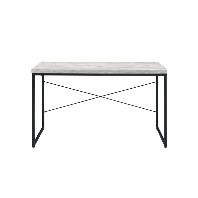 Bowery Hill Contemporary Desk in Antique White-Ash & Black