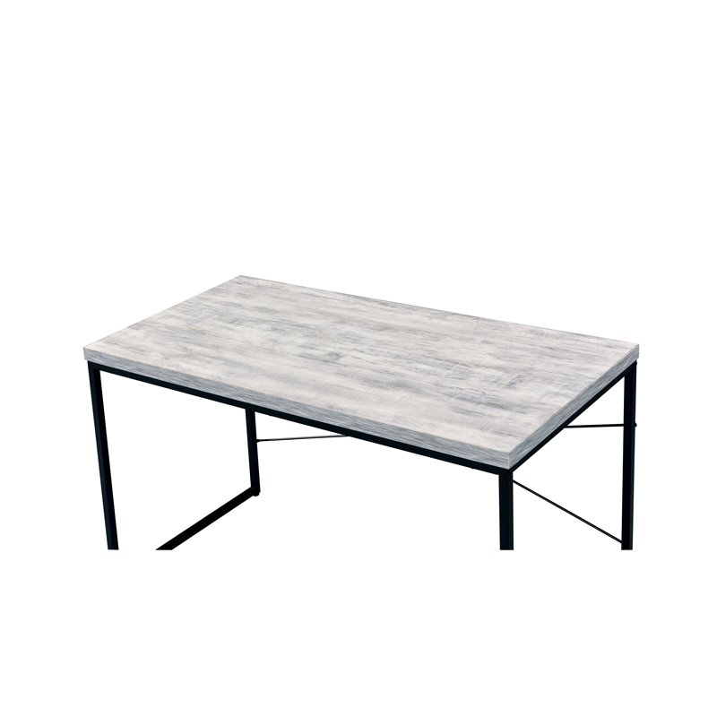 Bowery Hill Contemporary Desk in Antique White-Ash & Black
