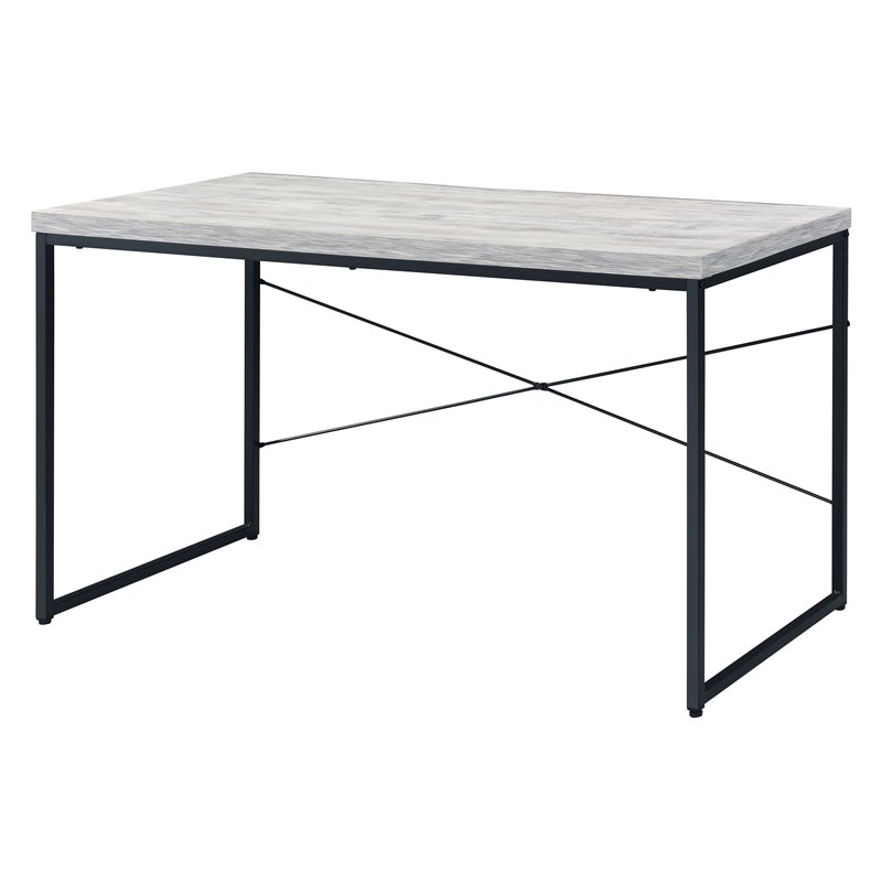 Bowery Hill Contemporary Desk in Antique White-Ash & Black