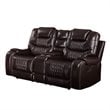 Bowery Hill Contemporary Loveseat with Console in Brown PU