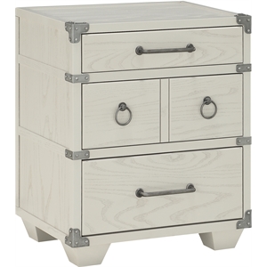 bowery hill transitional nightstand with 3 drawers in gray