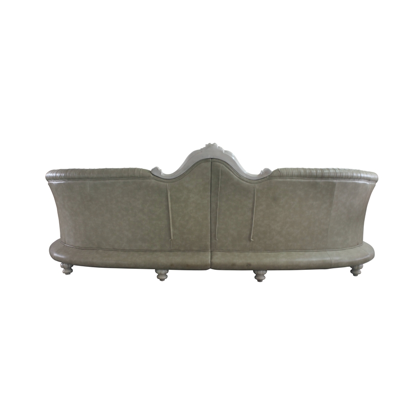 Bowery Hill Traditional Sofa in Vintage Bone White and PU